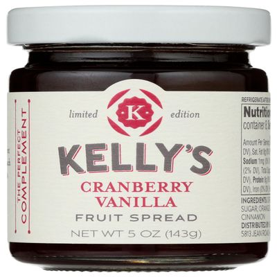 Kellys Jelly Cranberry Vanilla Preserve, 4.7 Oz
