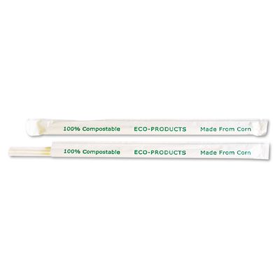 Eco-Products EPST770 7.75-Inch Clear Wrapped Straw - Case, 400/PK, 24 PK/CT