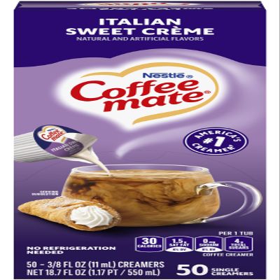 Nestle Coffee mate 84652 Liquid Coffee Creamer, Italian Sweet Creme, 0.375 oz Cups, 50/Box