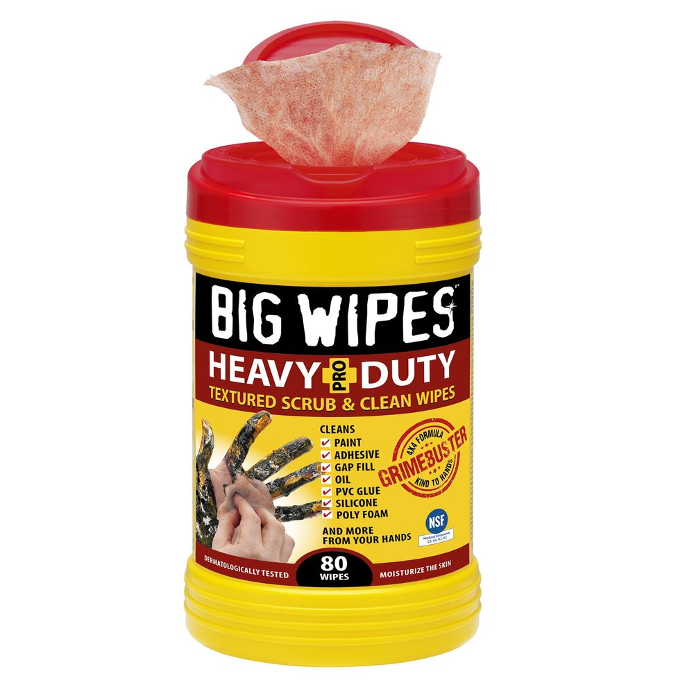 BIG WIPES Heavy Duty Industrial Textured Scrubbing Wipes (80 Count (Pack of 1), Heavy-Duty)