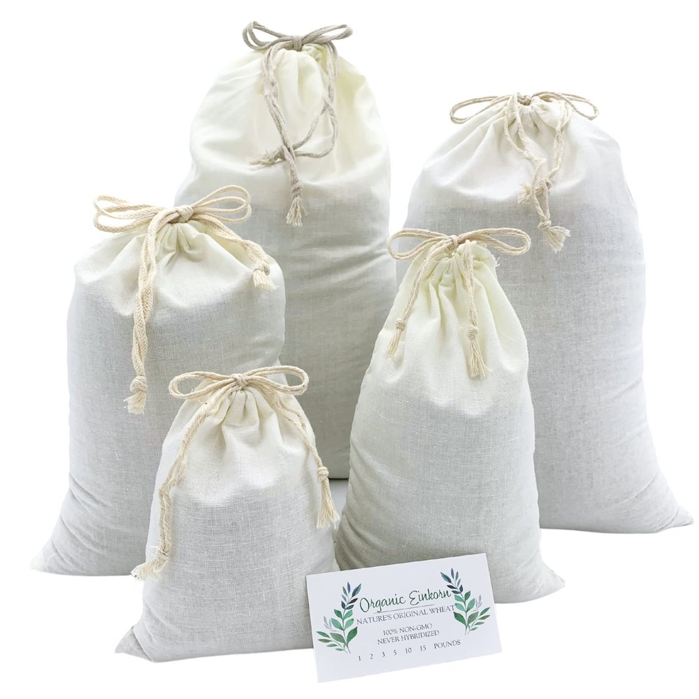 Organic Einkorn Whole Grain Farro Berries, USA Grown. Gluten Problems? Try Einkorn! Non-gmo. Original and Non-hybridized, Plastic-free Packaging (Einkorn Berries, 15 lb.)