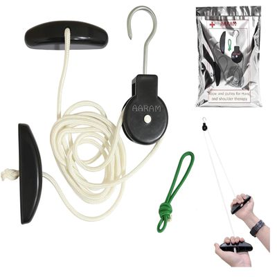 AARAM Overhead Shoulder Pulley Equipment Kit w/Rope for Physical Therapy, for Frozen Shoulder and Hand Physiotherapy Exercise and General Hand Movement Exercise. (Without Ball Bearing)