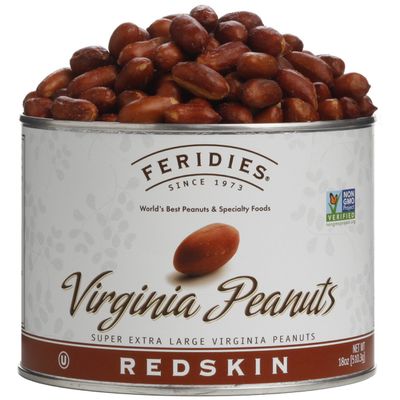 FERIDIES Extra Large Gourmet Salted Redskin Virginia Peanuts with Skins, 18 Oz CAN, All Natural, Kosher, Non-GMO