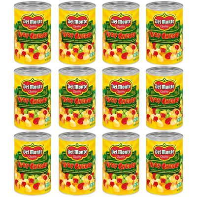DEL MONTE VERY CHERRY Flavored Mixed Fruit in Extra Light Syrup, Canned Fruit, 12 Pack, 15 oz Can