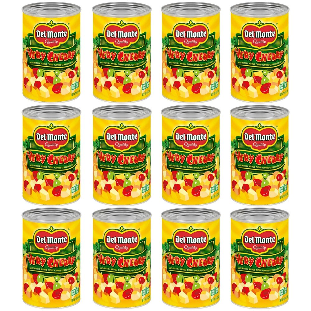 DEL MONTE VERY CHERRY Flavored Mixed Fruit in Extra Light Syrup, Canned Fruit, 12 Pack, 15 oz Can