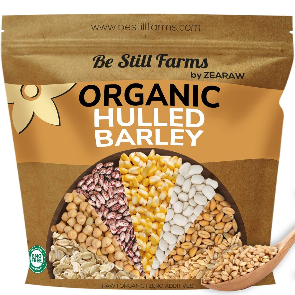 Be Still Farms Organic Hulled Barley Grain (4.8lb) - Whole Barley Groat Seed Bulk - Great for Soup, Flour, Cereal, Home Brewing, Grinding - High in Fiber | USDA Certified | Vegan | Non-GMO