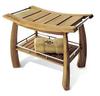 24"x17" Grade A Teak Wood Shower/Bath Room/Pool Bench with Shelf #WHAXSB view 1