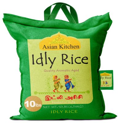 Asian Kitchen Idly (Idli) Rice 10-Pound Bag, 10lbs (4.54kg) Short Grain Rice ~ All Natural | Gluten Friendly | Vegan | Indian Origin | Export Quality