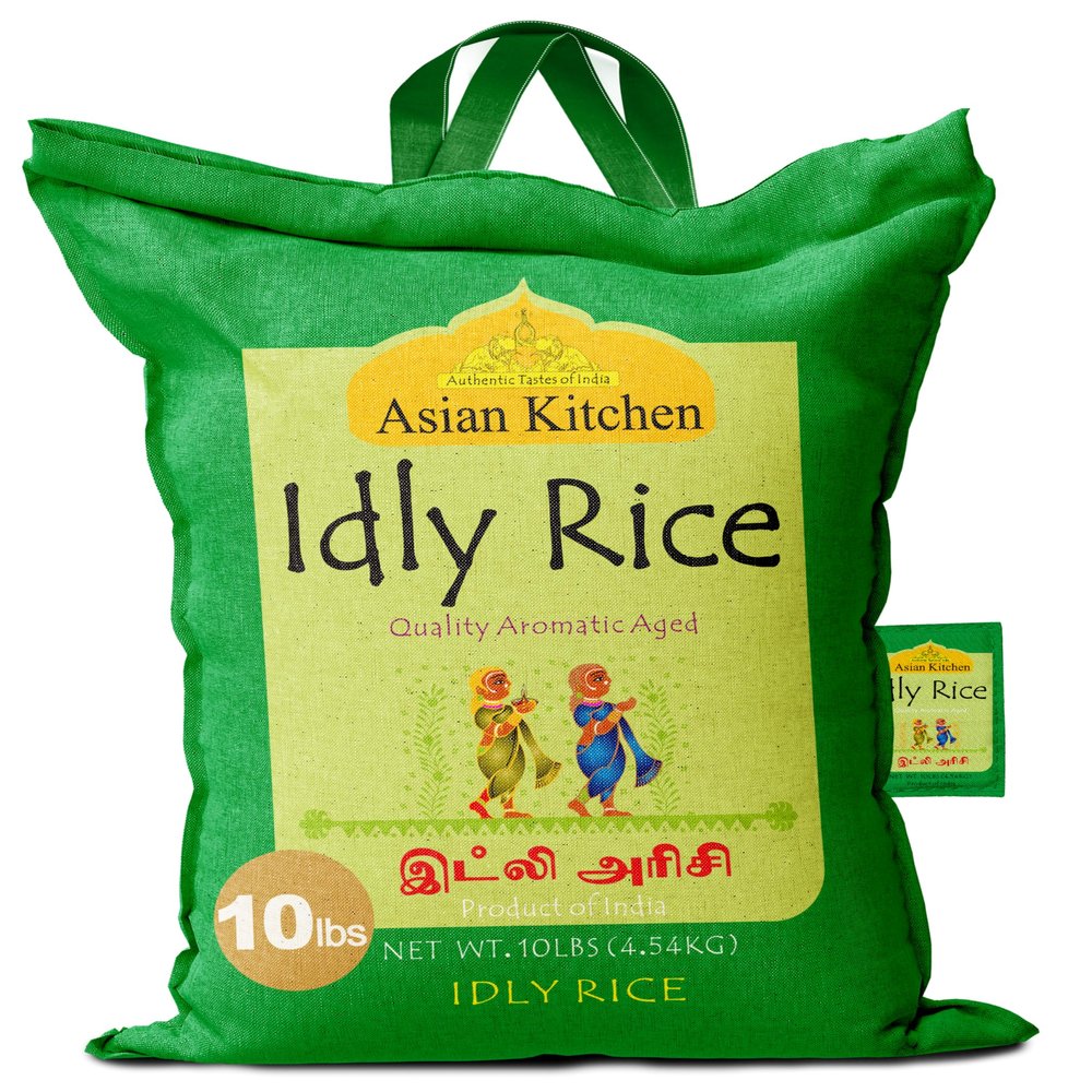 Asian Kitchen Idly (Idli) Rice 10-Pound Bag, 10lbs (4.54kg) Short Grain Rice ~ All Natural | Gluten Friendly | Vegan | Indian Origin | Export Quality