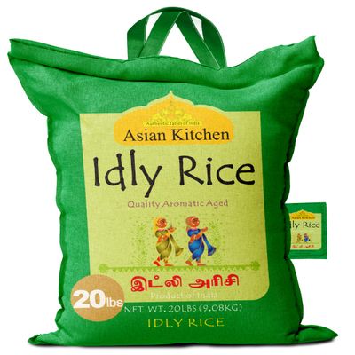 Asian Kitchen Idly (Idli) Rice 20-Pound Bag, 20lbs (9.08kg) Short Grain Rice ~ All Natural | Gluten Free | Vegan | Indian Origin | Export Quality