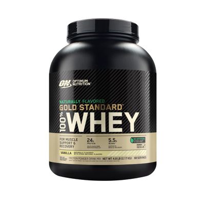 Optimum Nutrition Gold Standard 100% Whey Naturally Flavored Protein Powder 4.8 (Packaging May Vary), Vanilla, 76.8 Ounce