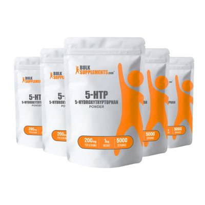 BulkSupplements.com 5-HTP Powder - 5-Hydroxytryptophan, 5 HTP Supplement - 5-HTP 200mg, Mood Support Supplement - Gluten Free, 200mg per Serving, 5kg (11 lbs) (Pack of 5)