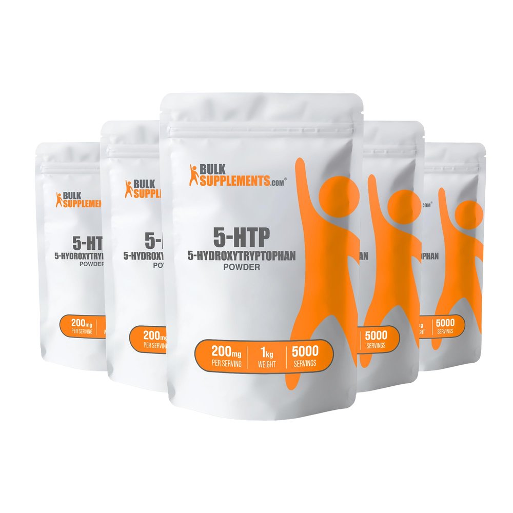 BulkSupplements.com 5-HTP Powder - 5-Hydroxytryptophan, 5 HTP Supplement - 5-HTP 200mg, Mood Support Supplement - Gluten Free, 200mg per Serving, 5kg (11 lbs) (Pack of 5)