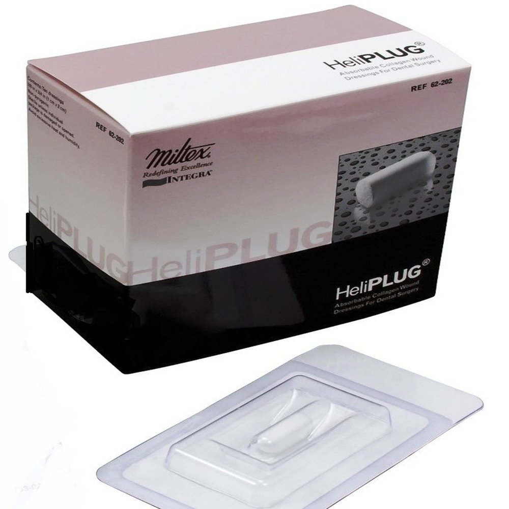 2017-04 Dental Miltex Heliplug Collagen Wound Dressing 3/8'' X 3/4" 10/pk 62-202
