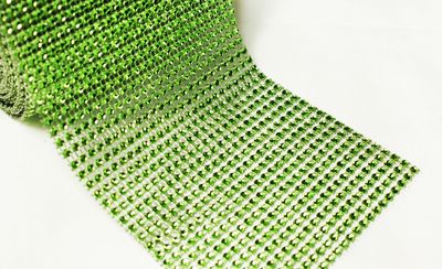 5" 1 Yard Apple Green Diamond Mesh Wrap Roll Crystal Rhinestone Sparkle Ribbon