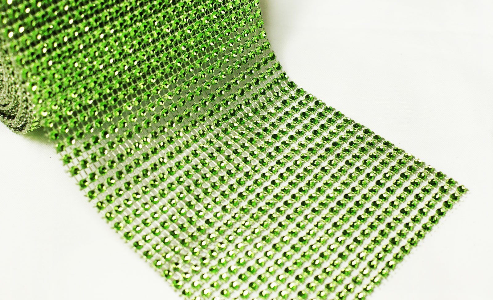 5" 1 Yard Apple Green Diamond Mesh Wrap Roll Crystal Rhinestone Sparkle Ribbon