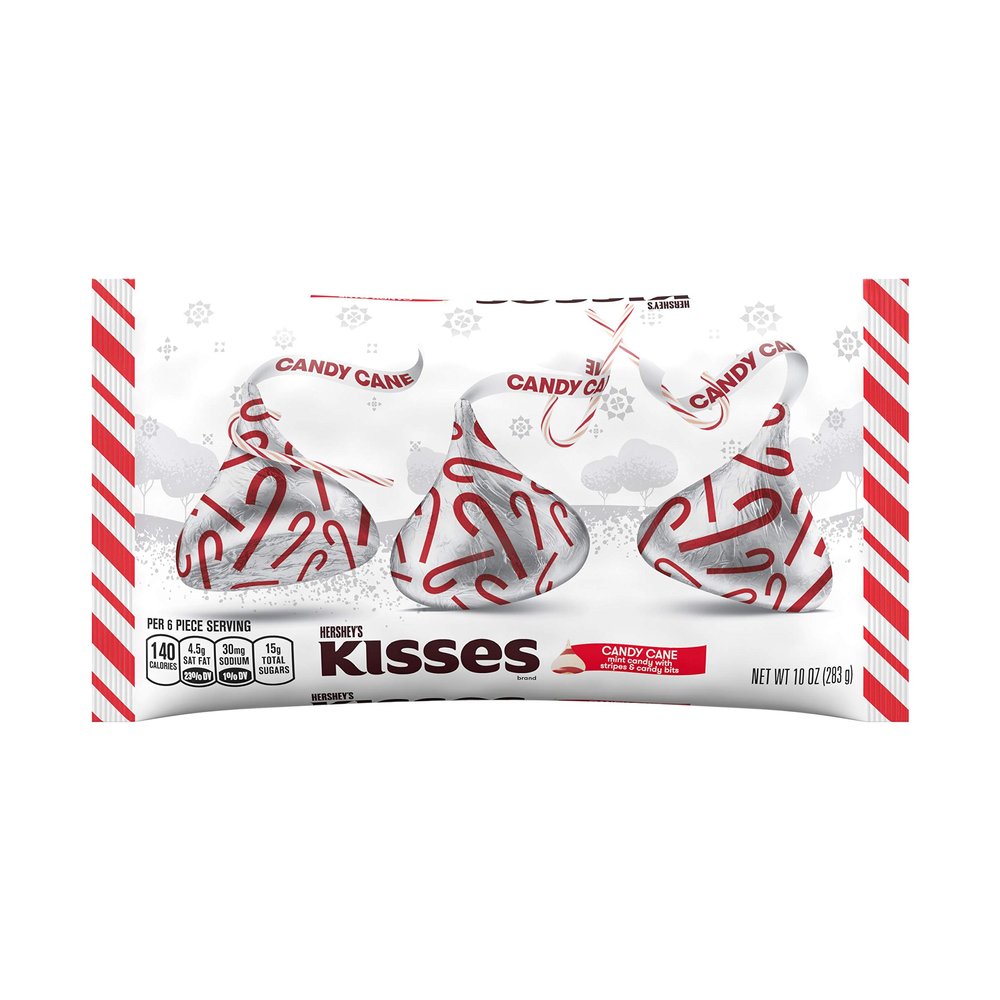 HERSHEY'S Kisses Chocolate Hershey Candy Cane, Kisses, Mint, 10 Oz