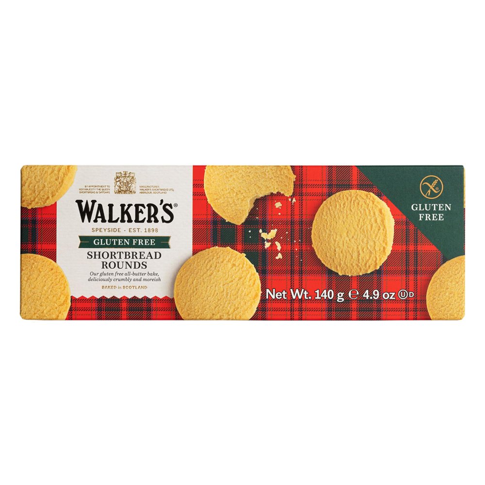 Walker's Shortbread Gluten Free Rounds, Pure Butter Shortbread Cookies, 4.9 Oz Box