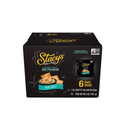 Stacys Pita Chips, Sea Salt, No Artificial Colors or Flavors, 1 Oz (Pack of 6)