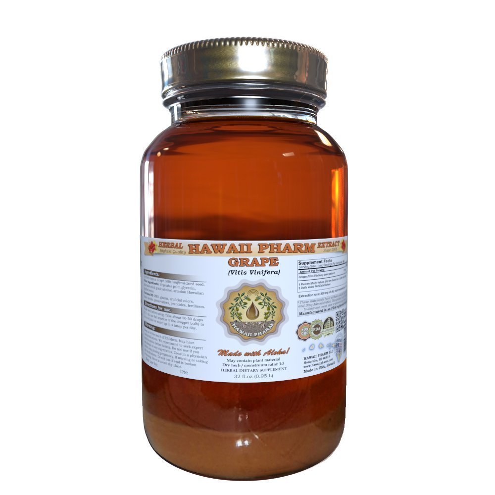 Grape Liquid Extract, Grape (Vitis Vinifera) Seed Tincture Supplement 32 oz Unfiltered
