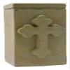 Pottery Green-Brown Cross Funeral Urn - Cremation Urn for Human Ashes - Hand Made Pottery view 2