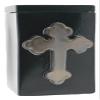 Black Satin with Metallic Cross - Cross Funeral Urn - Cremation Urn for Human Ashes - Hand Made Pottery view 3