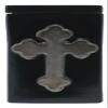 Black Satin with Metallic Cross - Cross Funeral Urn - Cremation Urn for Human Ashes - Hand Made Pottery view 4