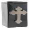 Black Gloss with Metallic Cross - Cross Funeral Urn - Cremation Urn for Human Ashes - Hand Made Pottery view 1