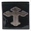Black Gloss with Metallic Cross - Cross Funeral Urn - Cremation Urn for Human Ashes - Hand Made Pottery view 2