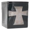Black Gloss with Metallic Cross - Cross Funeral Urn - Cremation Urn for Human Ashes - Hand Made Pottery view 1