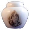 Praying Hands Urn- Cremation urn or Keepsake for Ashes - Hand Made Pottery view 1