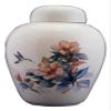 Hummingbird with Hisbicus- Floral Funeral Urn - Cremation Urn for Human Ashes - Hand Made Pottery view 1