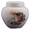 Hummingbird with Orange Trumpet Vine - Flower Funeral Urn - Cremation Urn for Human Ashes - Hand Made Pottery view 1