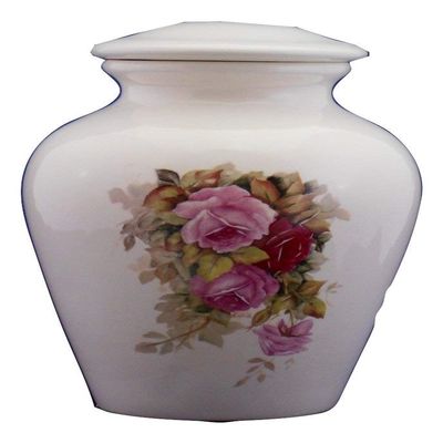 Pink Roses Floral Urn- Cremation Urn or Keepsake for Ashes - Hand Made Pottery