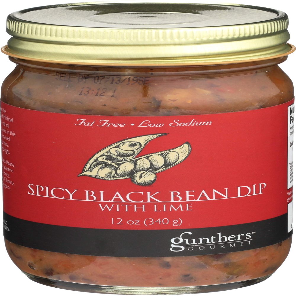 Gunther's Gourmet Spicy Black Bean Dip with Lime, Mixed With Just Enough Spice, 12 ounce