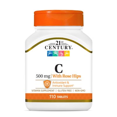21st Century C 500 mg with Rose HIPS Tablets, 110 Count (Pack of 3)
