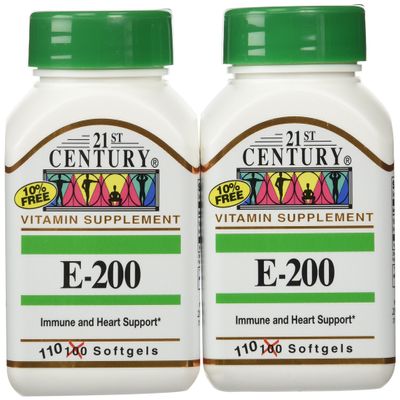 21st Century E 200 I.U. (Dl-Alpha) Softgels, 110 Count (Pack of 3)