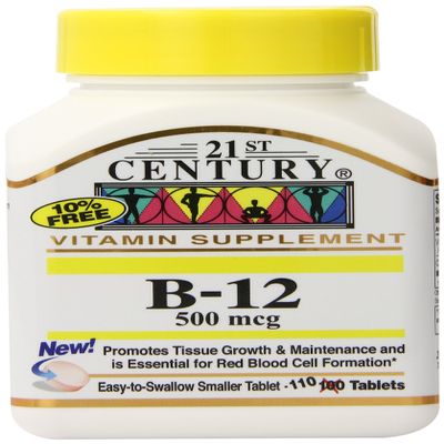 21st Century B-12 500 mcg Tablets, 110-Count (Pack of 3)