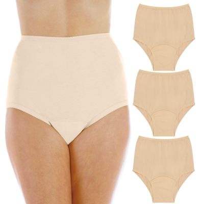 Wearever Women's Cotton Comfort Incontinence Panties for Bladder Control with Regular Absorbency - Reusable & Washable Leak Proof Underwear 150 ml (Pack of 3) (Beige) (M) (Fits Hip Sizes: 38-40")