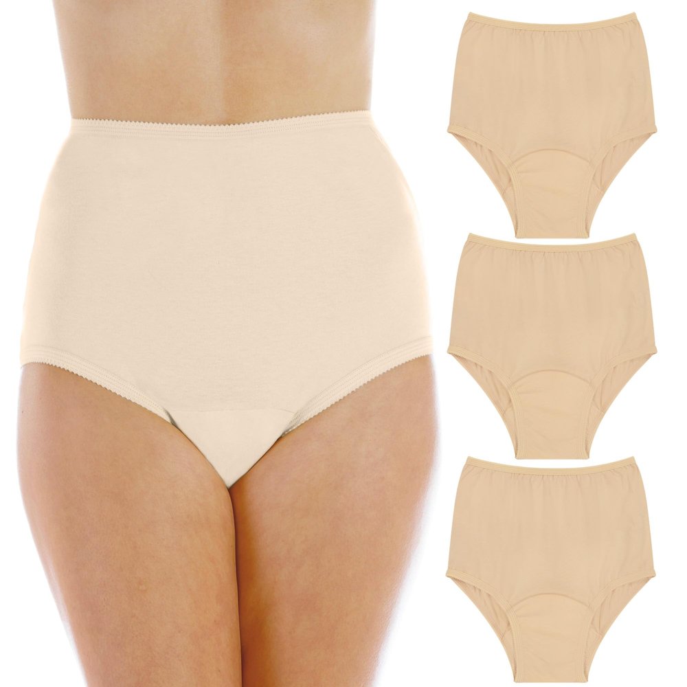 Wearever Women's Cotton Comfort Incontinence Panties for Bladder Control with Regular Absorbency - Reusable & Washable Leak Proof Underwear 150 ml (Pack of 3) (Beige) (M) (Fits Hip Sizes: 38-40")
