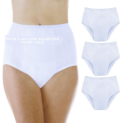 Wearever Women's Incontinence Underwear for Bladder Control with Super Absorbency - Reusable & Washable Leak Proof Underwear for Women 300 ml - (Pack of 3) (White) (4X) (Fits Hip 52-55")