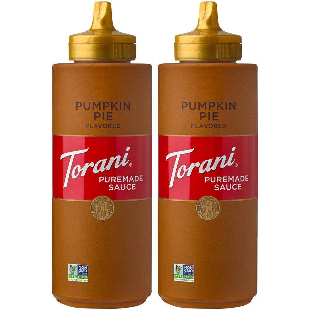 Torani Puremade Pumpkin Pie Sauce 2-Pack for Desserts and Coffeehouse Drinks, 2-Pack, 16.5 Oz Ea