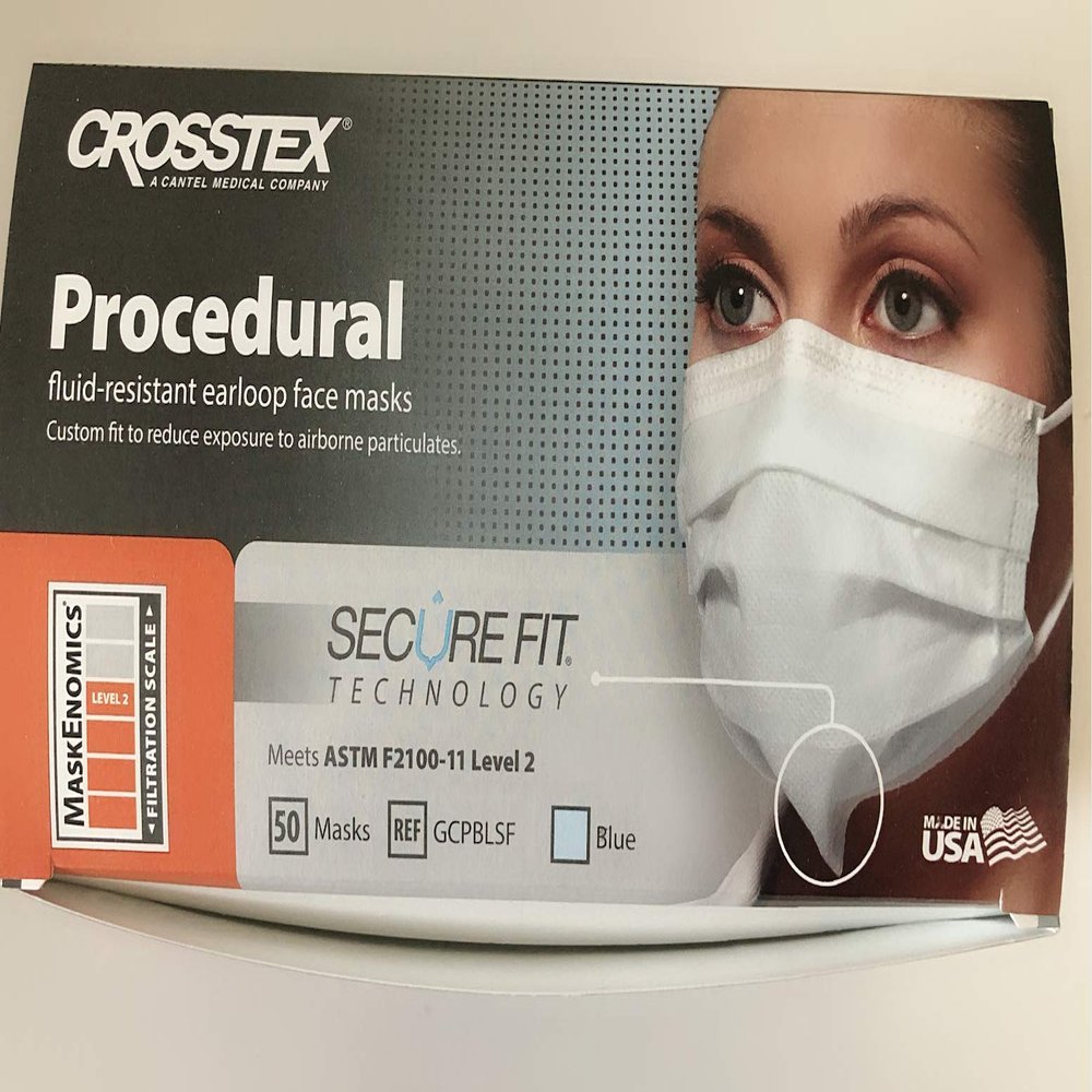 Crosstex International GCPBL Crosstex Procedural Earloop Face Mask - Blue