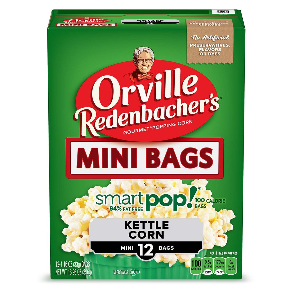 Orville Redenbachers Microwave Popcorn, SmartPop! Kettle Corn, 4g Fiber Per Serving, 1.2 oz., 12-Count