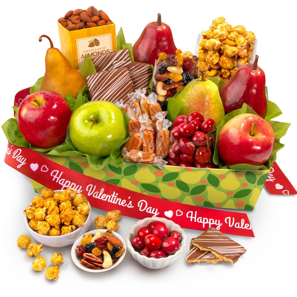 A Gift Inside Valentine's Day Orchard Delight Fruit and Gourmet Gift Basket