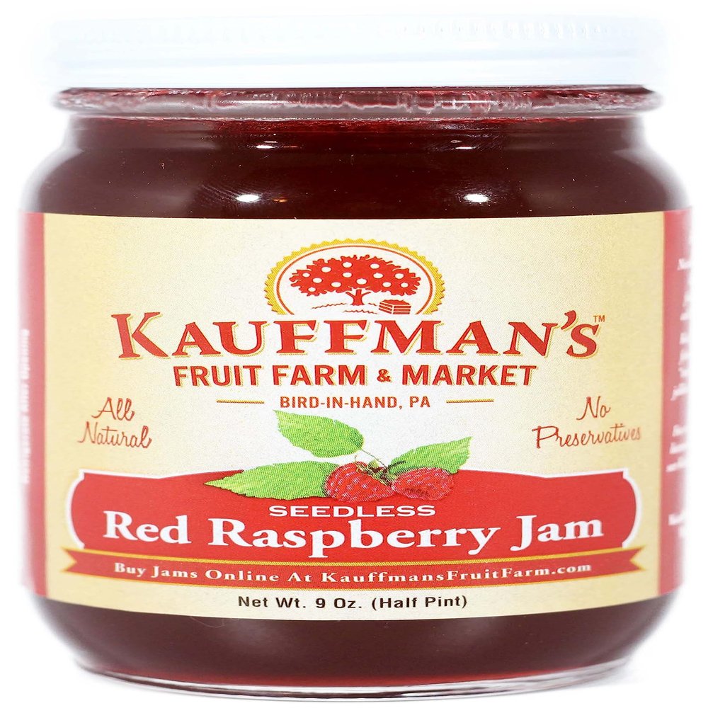 Kauffman Orchards Seedless Red Raspberry Jam, All Natural, No Preservatives, 9 Oz. (Pack of 1)