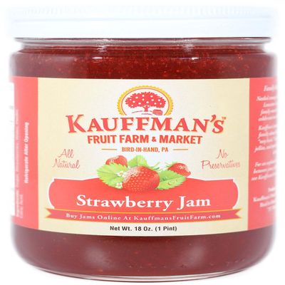 Kauffman Orchards Strawberry Jam, All Natural, No Preservatives, 18 Oz. (Case of 12)