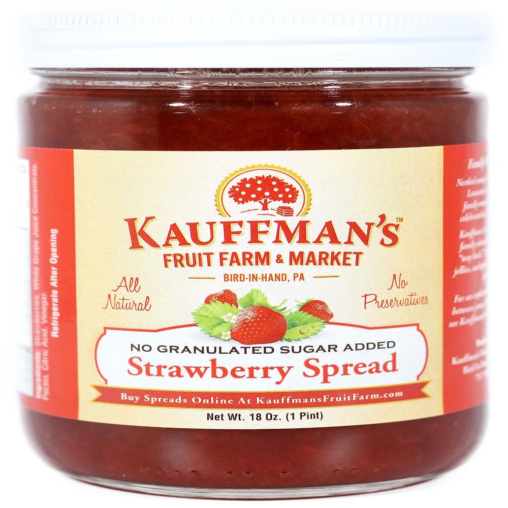 Kauffman Orchards Strawberry Fruit Spread, All Natural, No Granulated Sugar Added, 18 Oz. (Pack of 1)