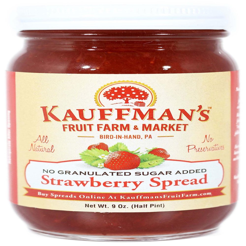 Kauffman Orchards Strawberry Fruit Spread, All Natural, No Granulated Sugar Added, 9 Oz. (Pack of 1)