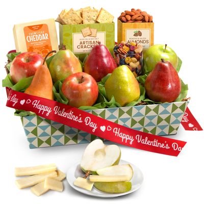 A Gift Inside Valentine's Day Fruitfully Classic Fresh Fruit Basket Gift with Crackers, Cheese and Nuts